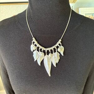 Silver Tone Leaf Charm Necklace Boho Minimalist